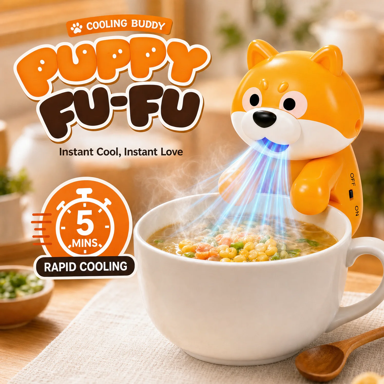Cute Shiba Inu Food Cooling Fan, Rechargeable Portable Cup Fan for Hot Coffee…