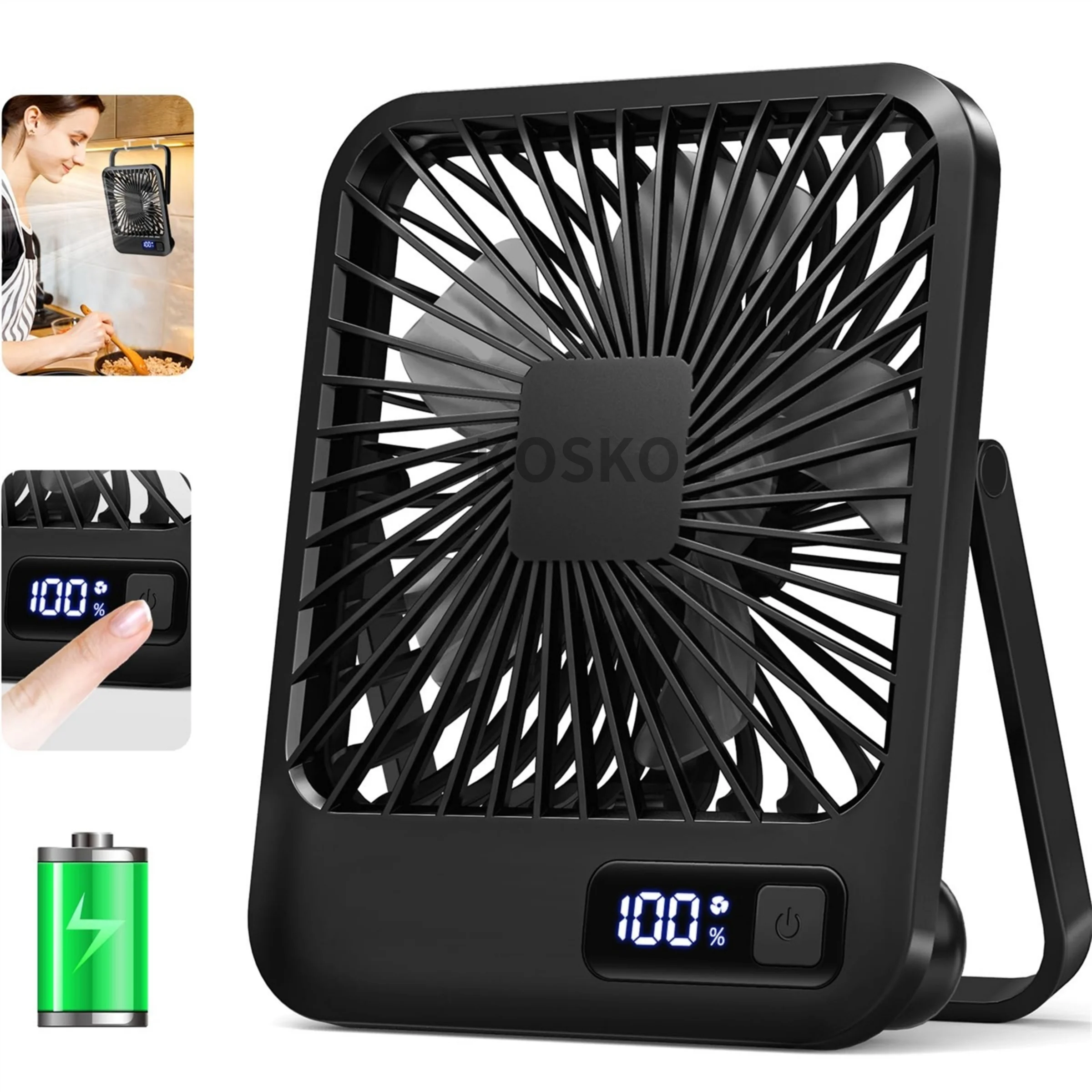Desk Fan, Portable USB Rechargeable Fan, 180° Tilt Folding Personal Fan with…