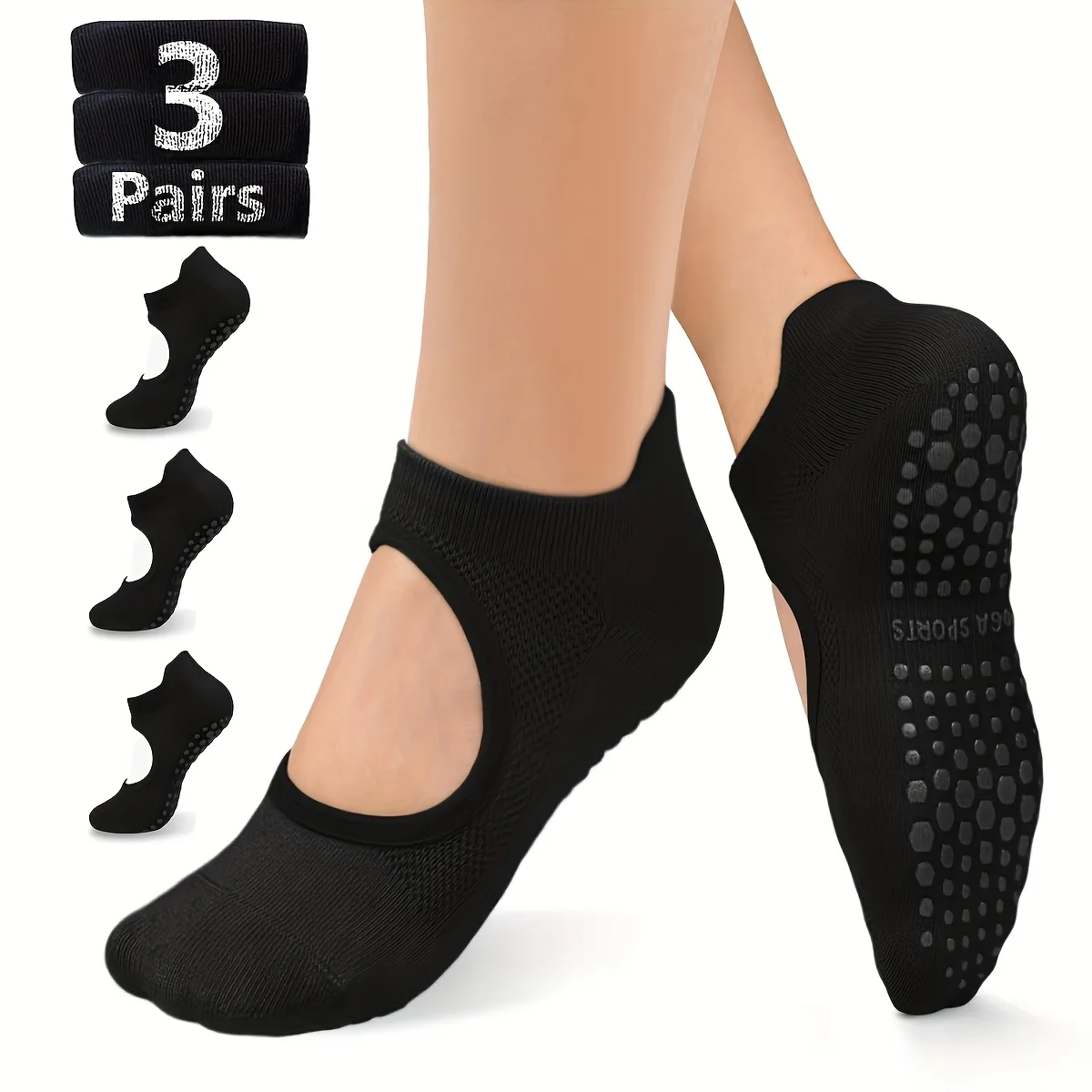 Non Slip Grip Women Socks for Yoga Barre Pilates Fitness Gym Sports Anti Slip…