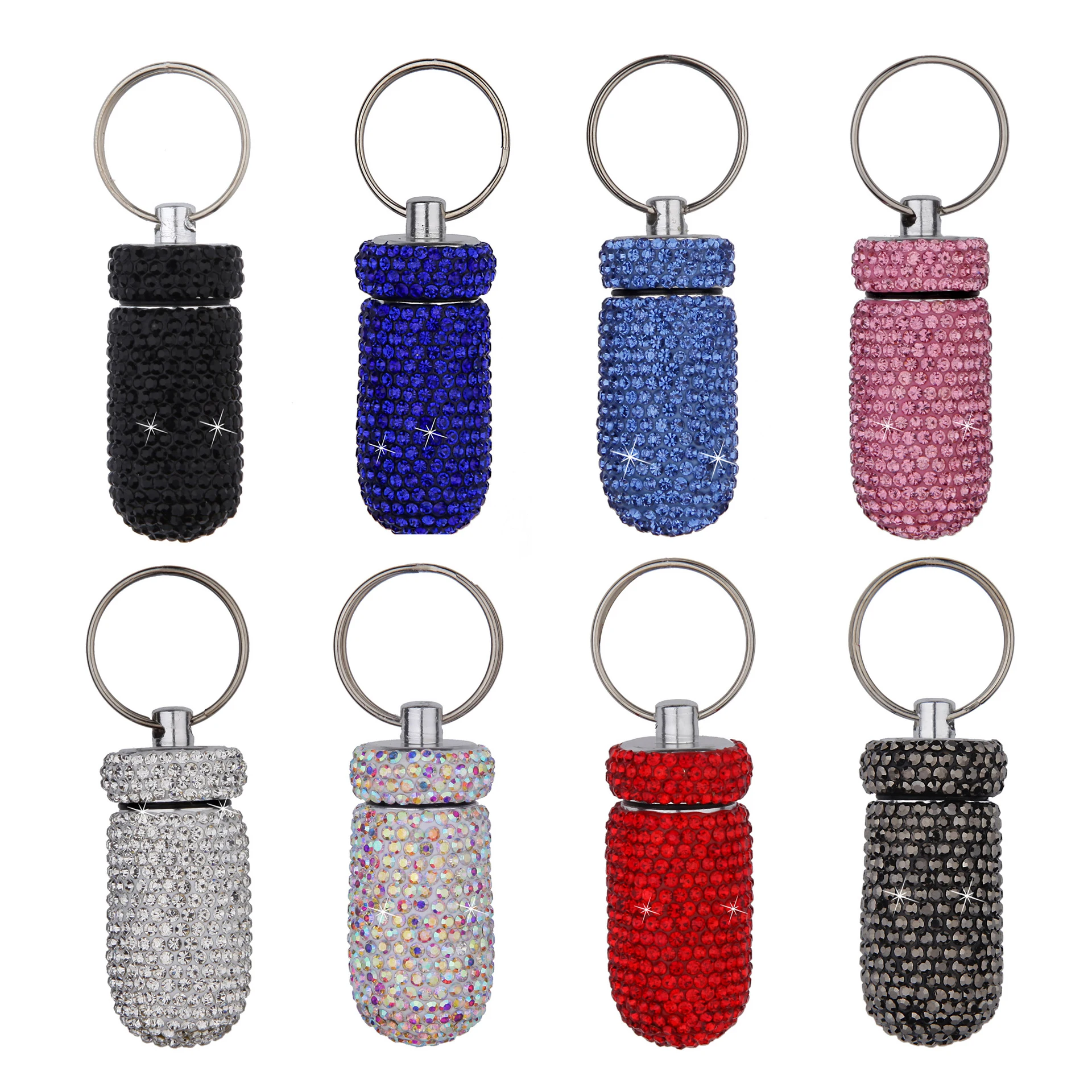 Mini Bling Diamond Pill Case Medicine Storage Box Organizer Bottle with…