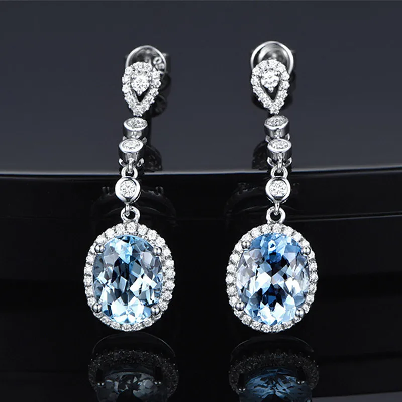 Natural Aquamarine Drop Earrings for Women Sterling Silver 925 Timeless…