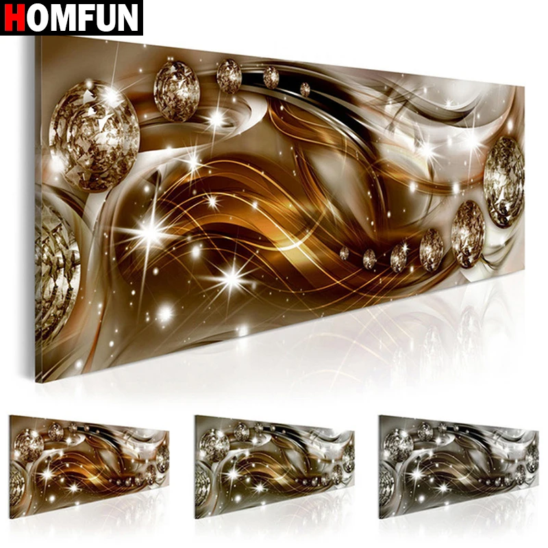 HOMFUN Diamond Painting Cross Stitch "Golden Abstract" 5D DIY Diamond…