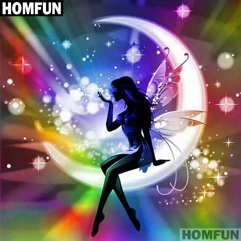 HOMFUN Full Square/Round Drill 5D DIY Diamond Painting "Fairy on Moon" 3D…
