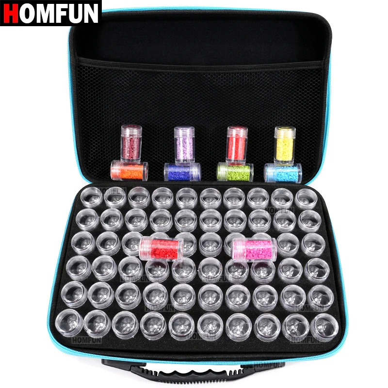HOMFUN 60 Bottles Diamond Painting Box Tool Container Storage Box Carry Case…