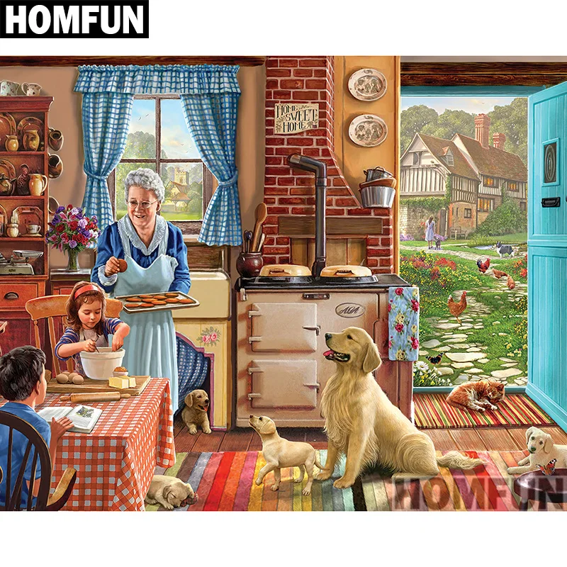 HOMFUN Full Square/Round Drill 5D DIY Diamond Painting "Cartoon Family…