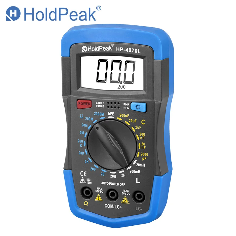 HoldPeak HP-4070L Capacitance Multimeter Digital Inductance LCD Meter HFE…
