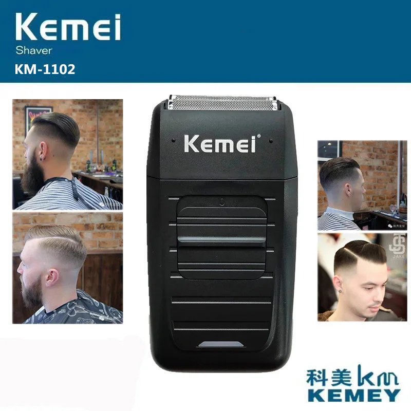 Kemei KM-1102 Rechargeable Cordless Shaver for Men Twin Blade Reciprocating…