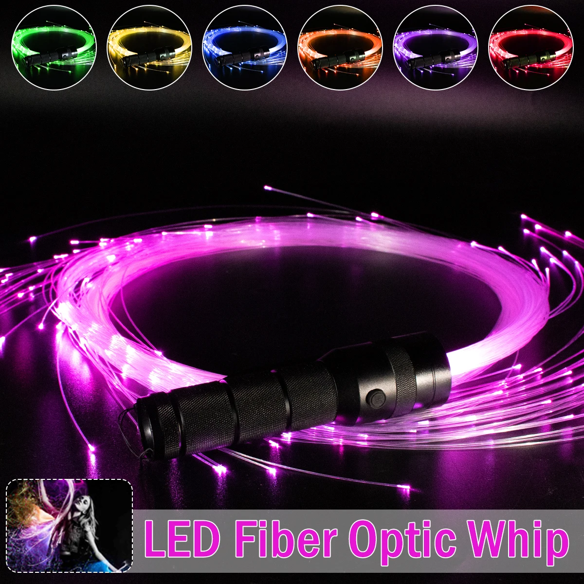 LED Fiber Optic Whip 360 Degree Pixel Light-up Whip Light Flow Toy Rave Dance…