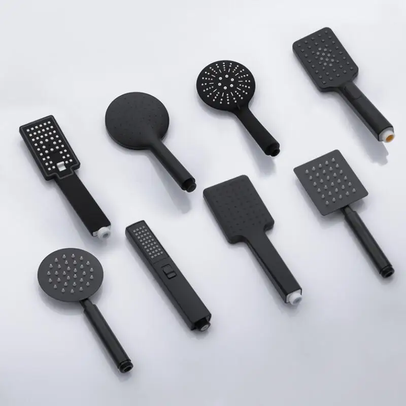 Hand-held Shower Head Water Saving Black Bathroom Rainfall Shower Nozzle…