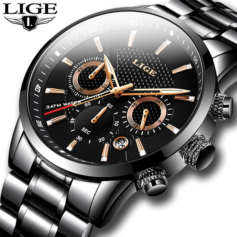 LIGE Mens Watches Top Luxury Brand Business Quartz Watch Men Military Sports…
