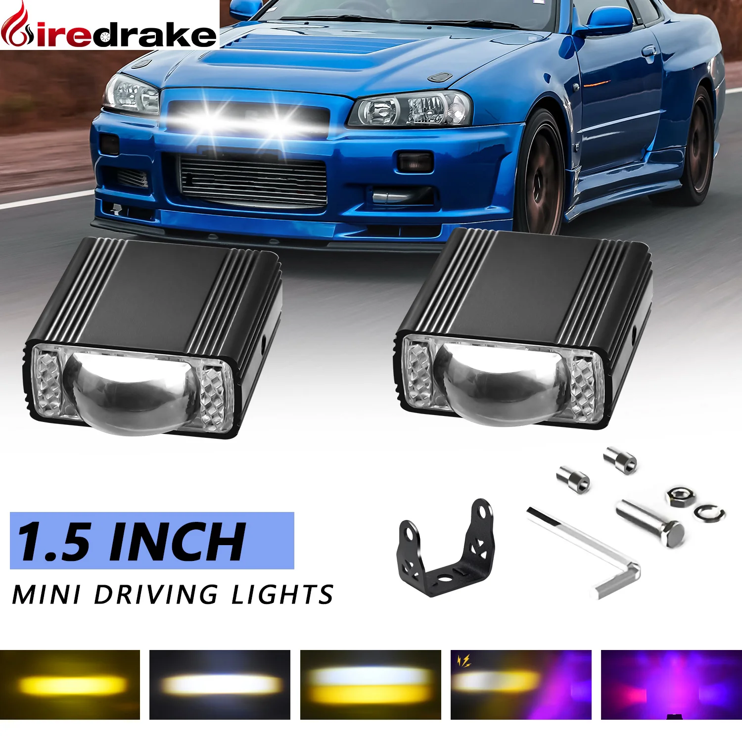LED Car Grille Spotlight Projector Len Light DRL 120W 12000LM Bright…