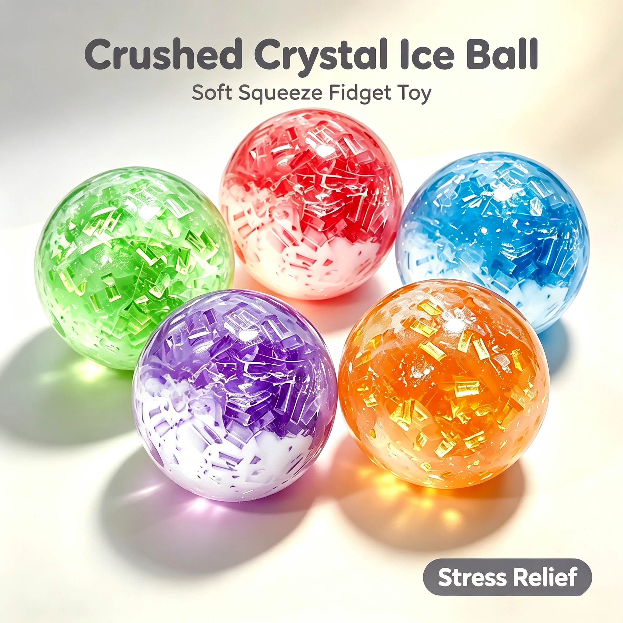 Crushed Crystal Ice Squeeze Ball Soft TPR Shapeable Fidget Sensory Toy Stress…