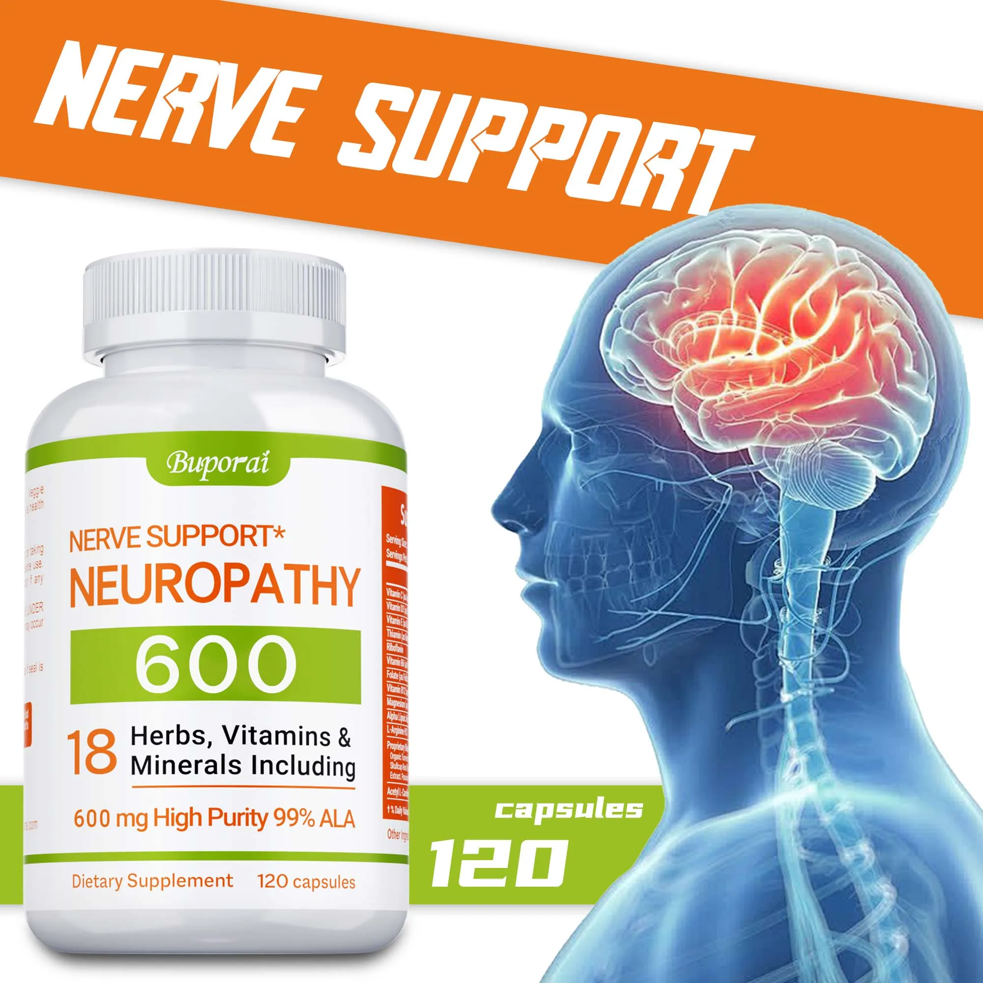 Neuropathy Support Supplement 600mg - Reduces Stress, Promotes Nerve Health…