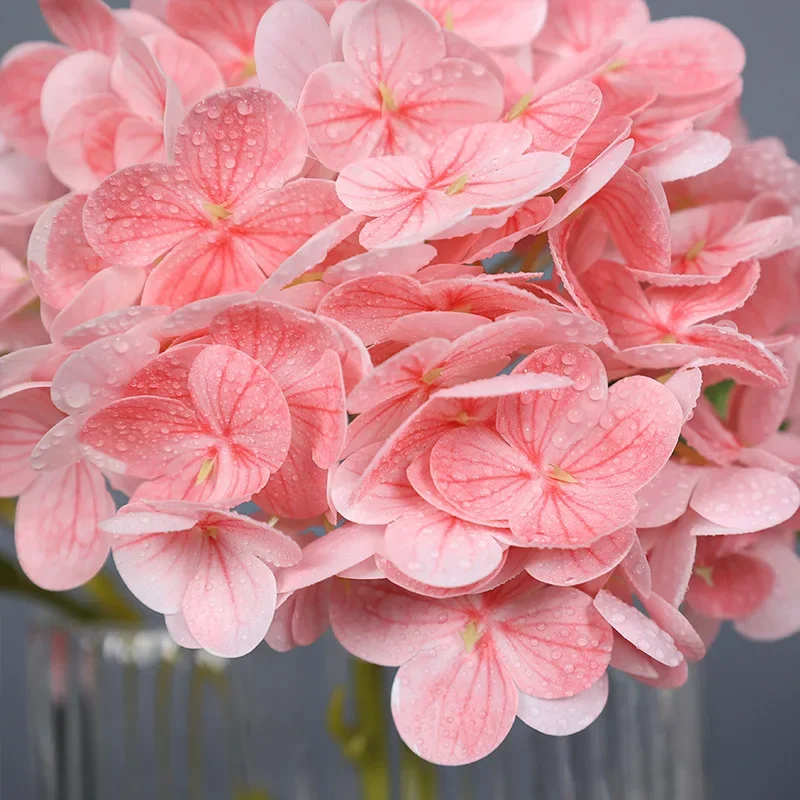 10Pcs 3D Feel Latex Film Hydrangea Real Touch Artificial Flowers Home…