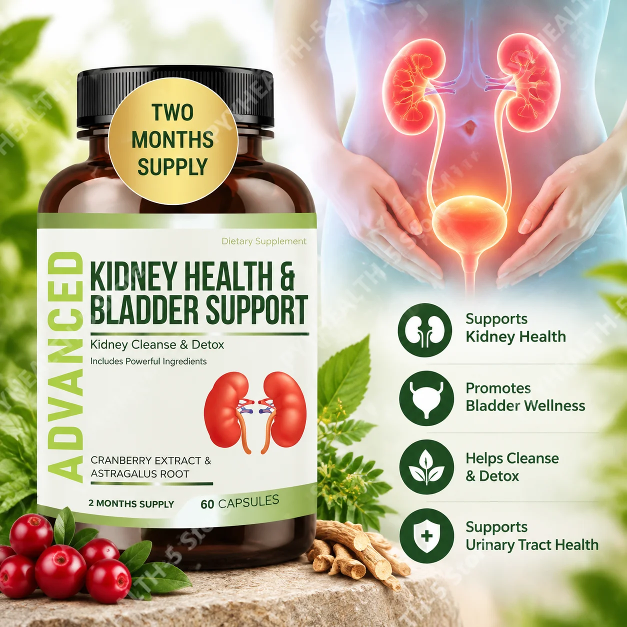 Kidney Cleanse Detox Capsules Bladder Urinary Support with Chanca Piedra…