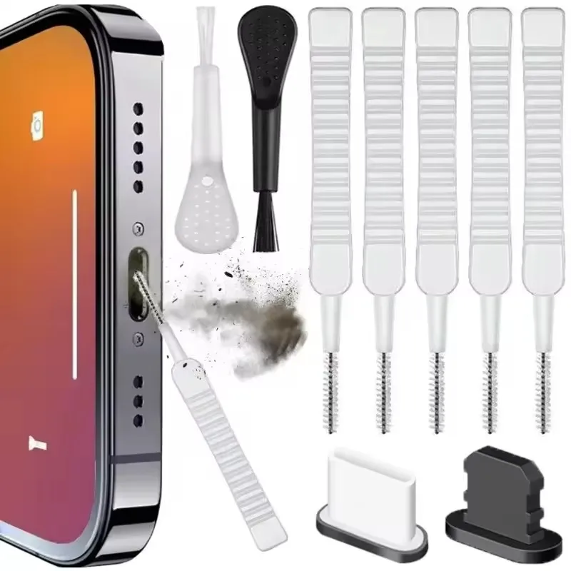 Mobile Phone Speaker Charging Port Cleaning Set Dust Plug for iPhone 16 15 14…