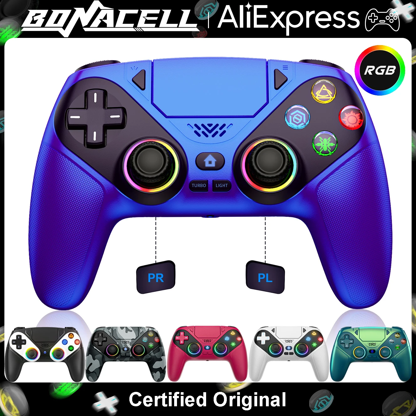 Controller for Playstation 5/PS5/PS5 Pro/Slim/PC,Wireless Gamepads RGB…