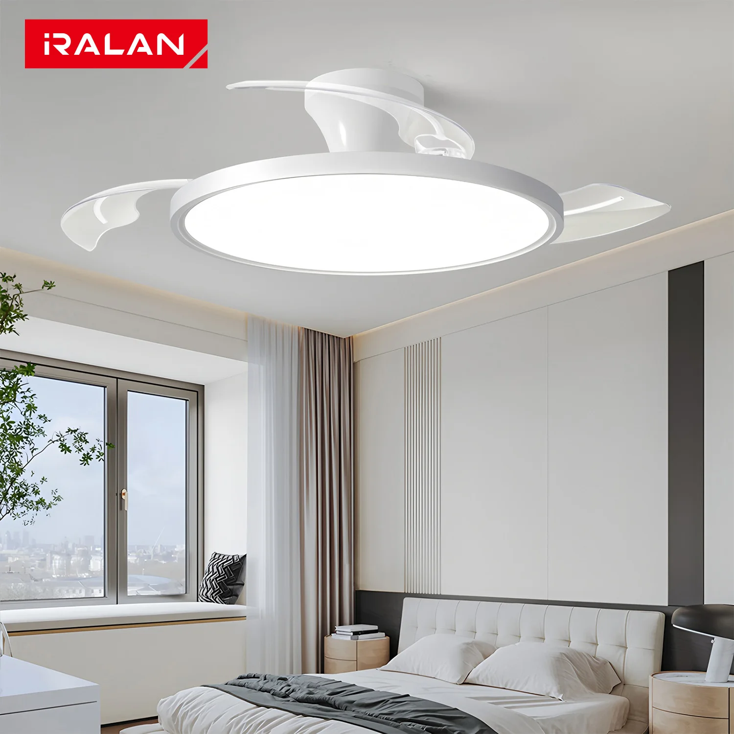 IRALAN Modern Invisible Ceiling Fan with LED Light DC Motor Large Air Volume…