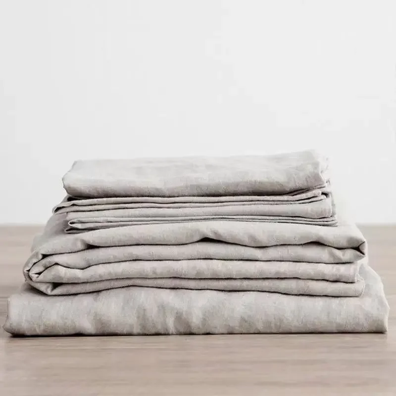 3PCS 100% Washed Linen Sheet Set Natural Flax Bed Sheets 2 Pillowcases…