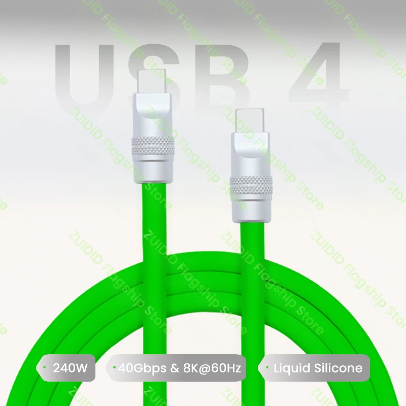Liquid Silicone USB4 40Gbps Type C to C Data Cable PD3.1 240W Fast Charging…