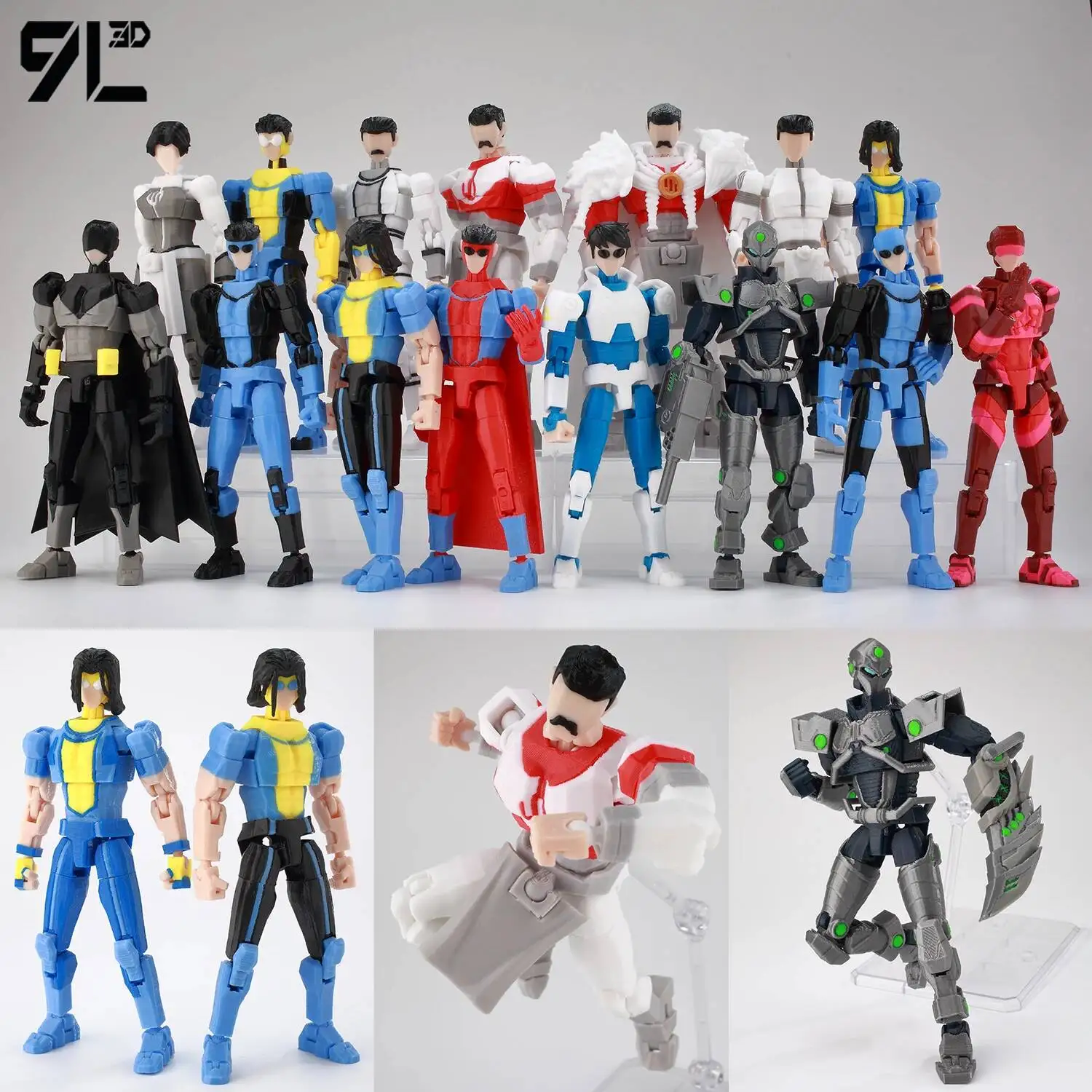 9L3D Printed NEWInvincibles Tech Jacker Titan13 Lucky13 Action Figure Dummy13…