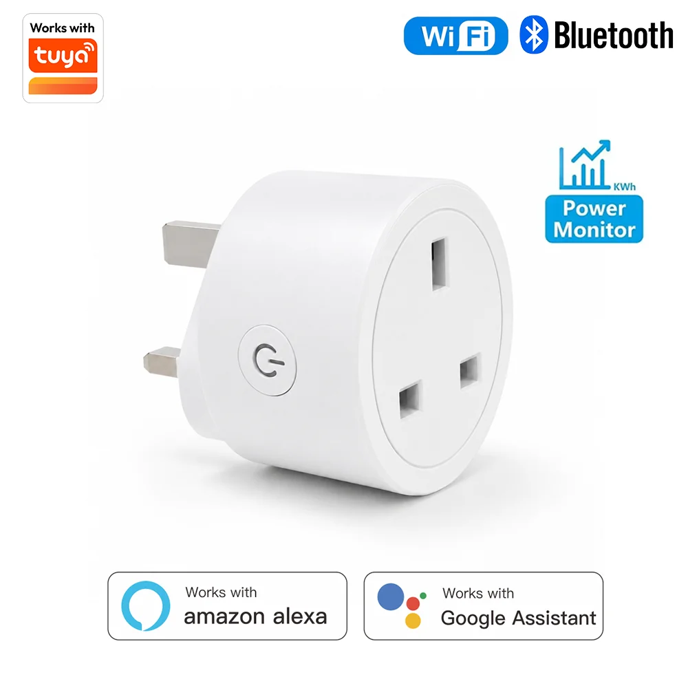 Tuya UK Smart Plug Wi-Fi Bluetooth Energy Monitor Voice Control Alexa Google…