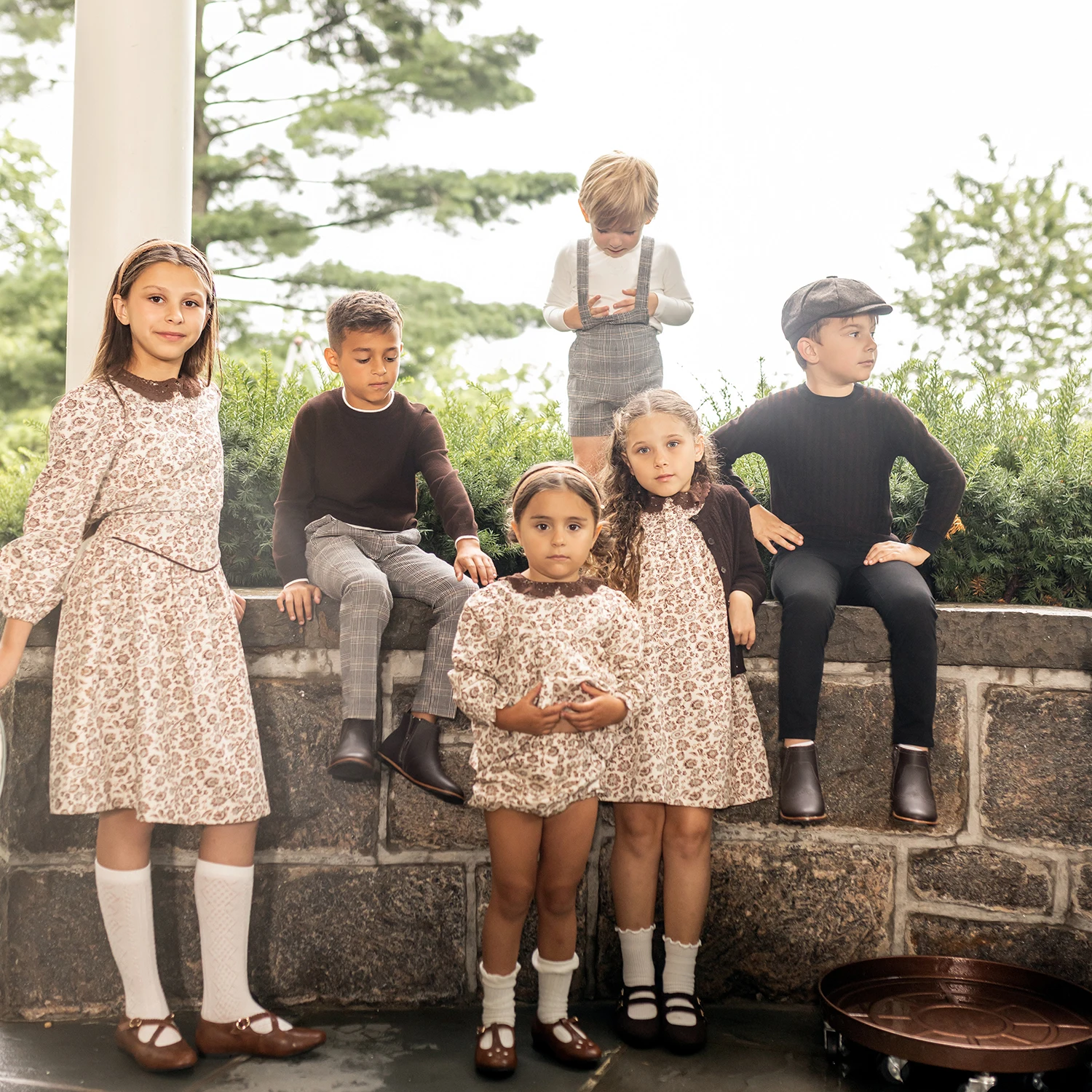 AP Charlotte Collection AW26 Girls Brown Floral Print Smocking Dress Baby…