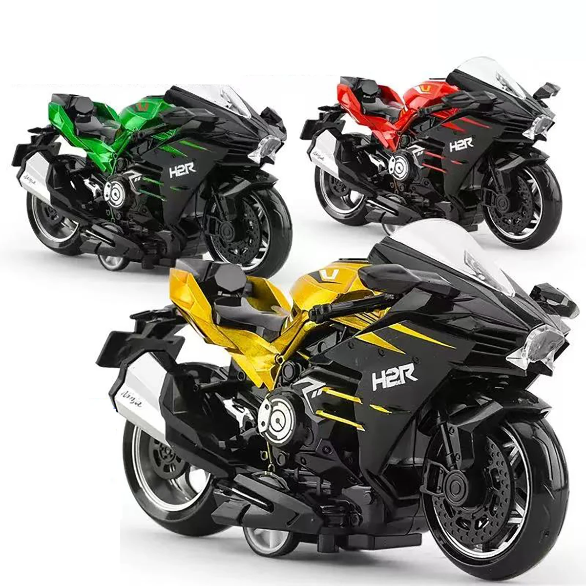 1:32 Scale Cast Simulation Alloy Toy Motorcycle Pull-Back Drive Collectible…