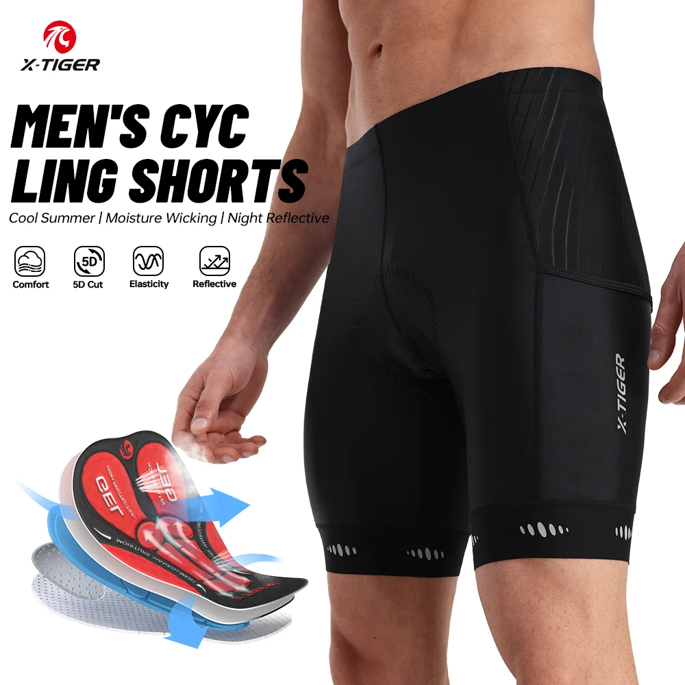 X-TIGER Men's Cycling Shorts Coolmax 5D Padded Bicycles Riding Pants…