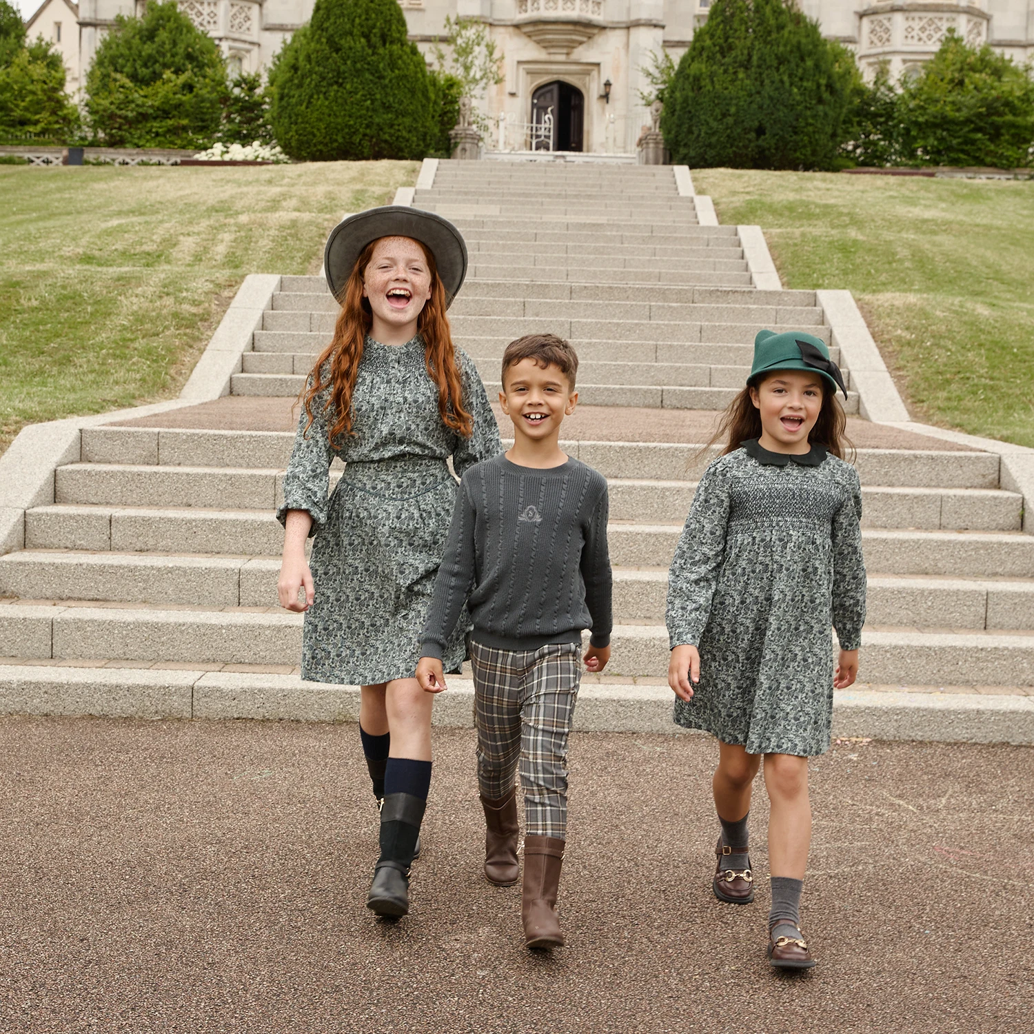 as AW26 Forest Collection Cotton Corduroy Girls Print Smocking Dress Boys…