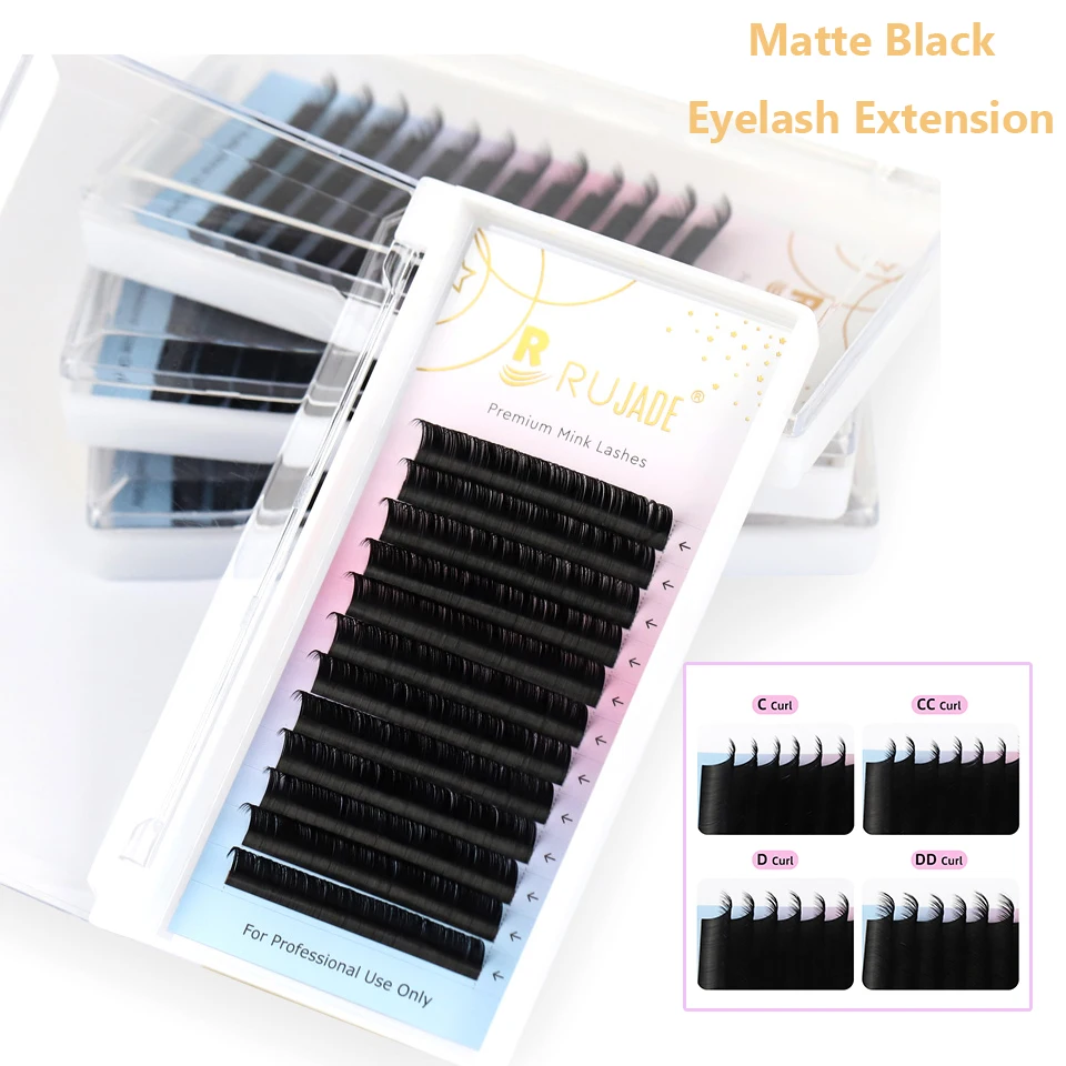 Lashrujade Matte Black Soft Mink Faux Individual Eyelashes Extension Russian…