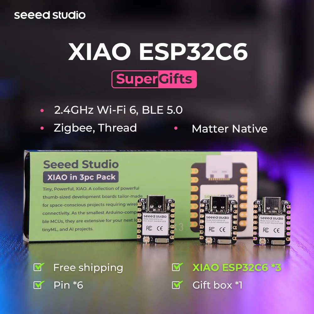 ESP32C6 Mini Development Board XIAO ESP32 C6-2.4 GHz WiFi6,BLE5.3,Zigbee…