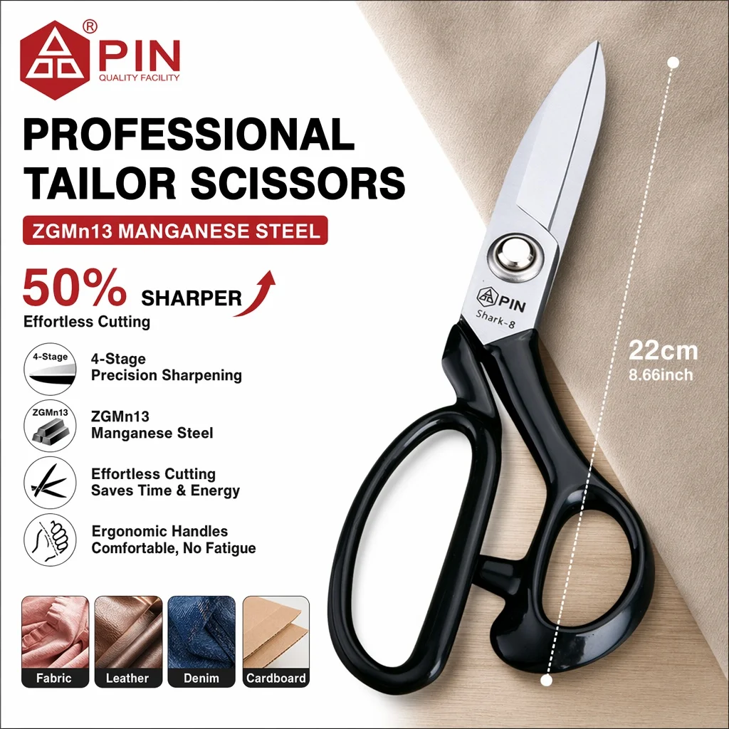 PIN 8" Ultra Thick Fabric Scissors Professional - Heavy Duty Leather Cutting…