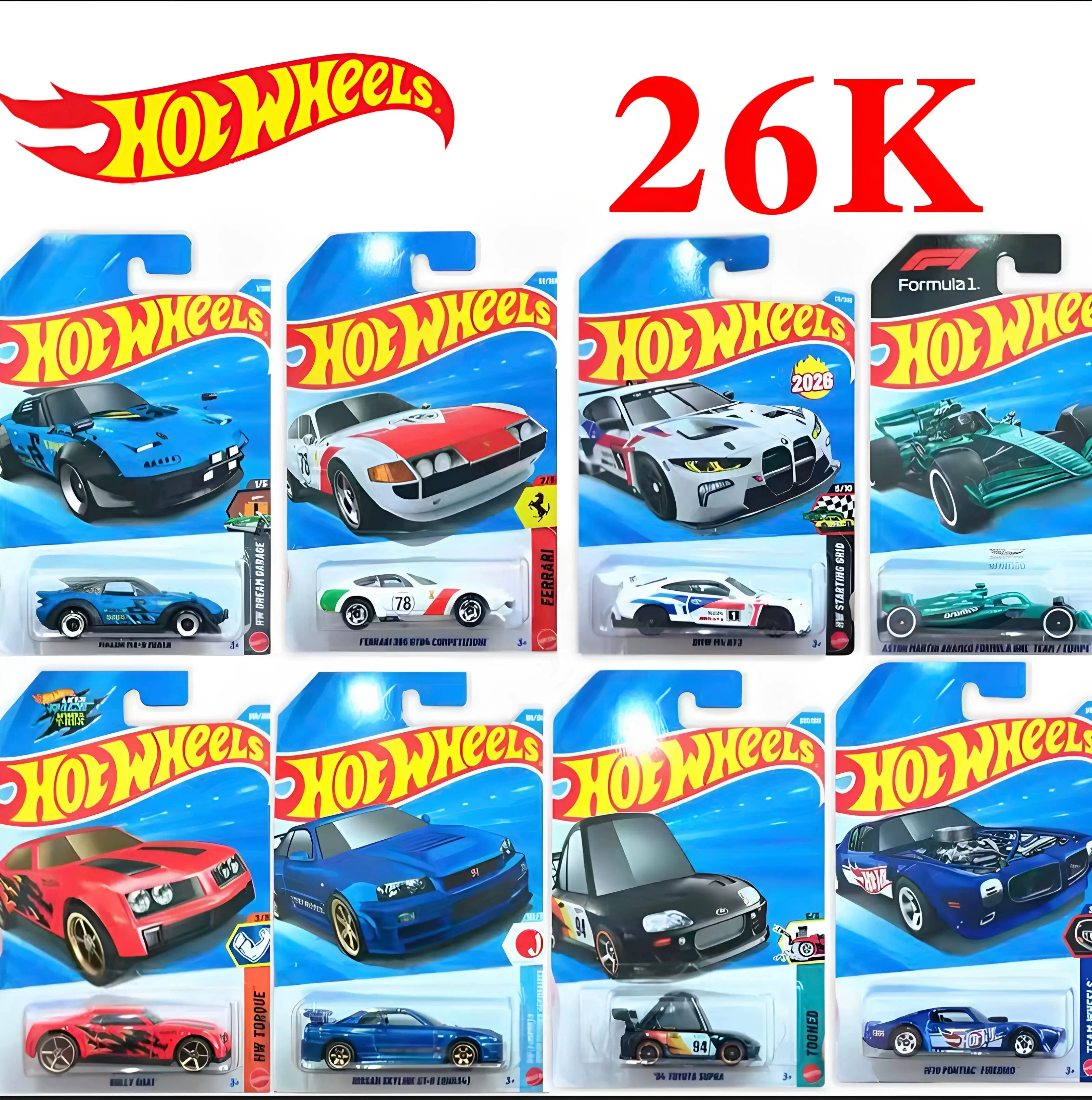 Hot Wheels C4982 2026K Batch 1:64 Diecast Car Ferrari BMW GTR Supra F1 Racing…