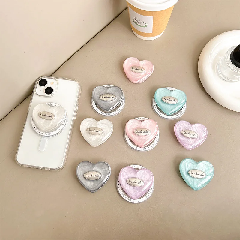 Korean INS Bling Shell Partten Love Heart Holder Phone Bracket Grip Tok…