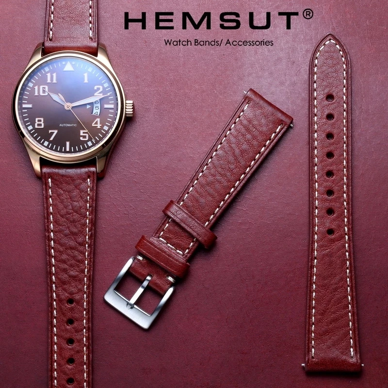 HEMSUT Italy Genuine Cowhider Watch Band for Men Vintage Soft Wrap Handmade…