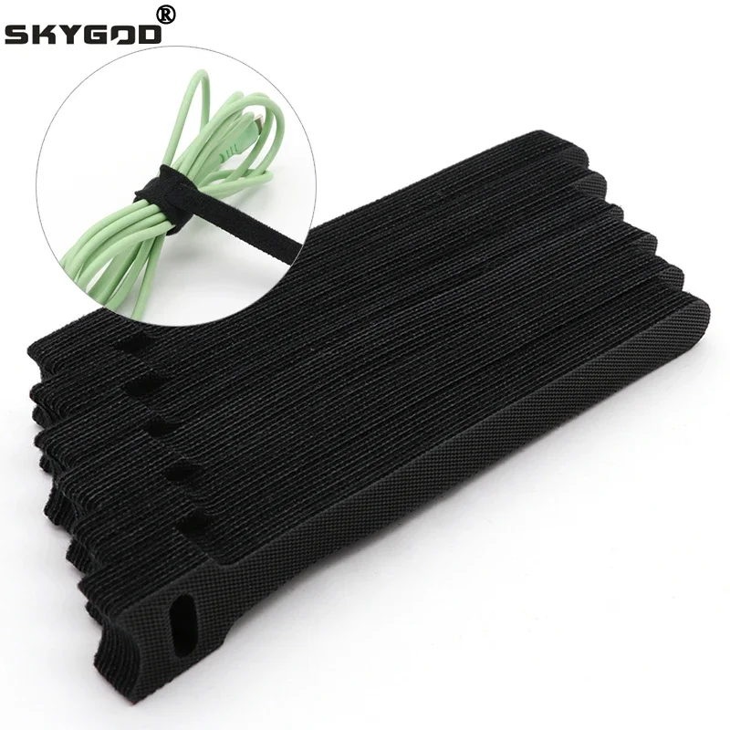 Releasable Cable Ties Wire Organizer Black 15 20 25 30cm Nylon Hook Loop…