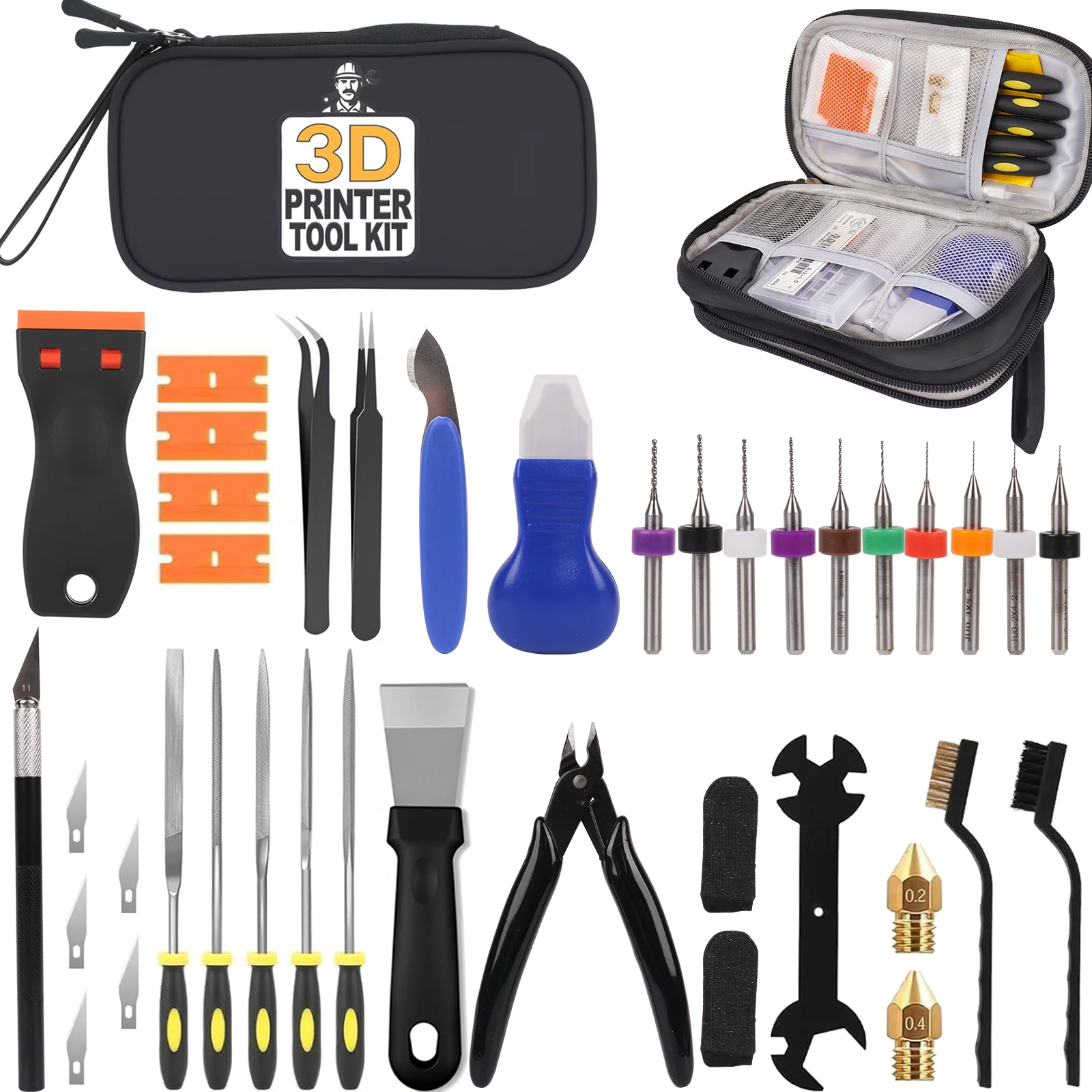 3D Printer Tool Kit 39PCS Maintenance with Nozzle Cleaning Tools, Scraper…