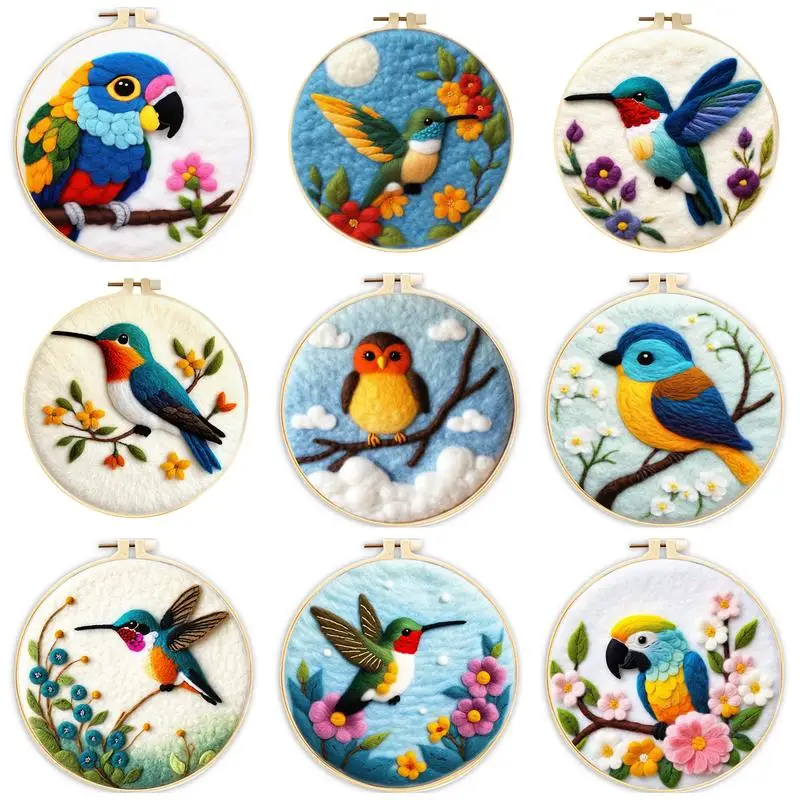 RUOPOTY 1 Pack Parrot Pattern Wool Felting Painting Kit Beautiful Flower…