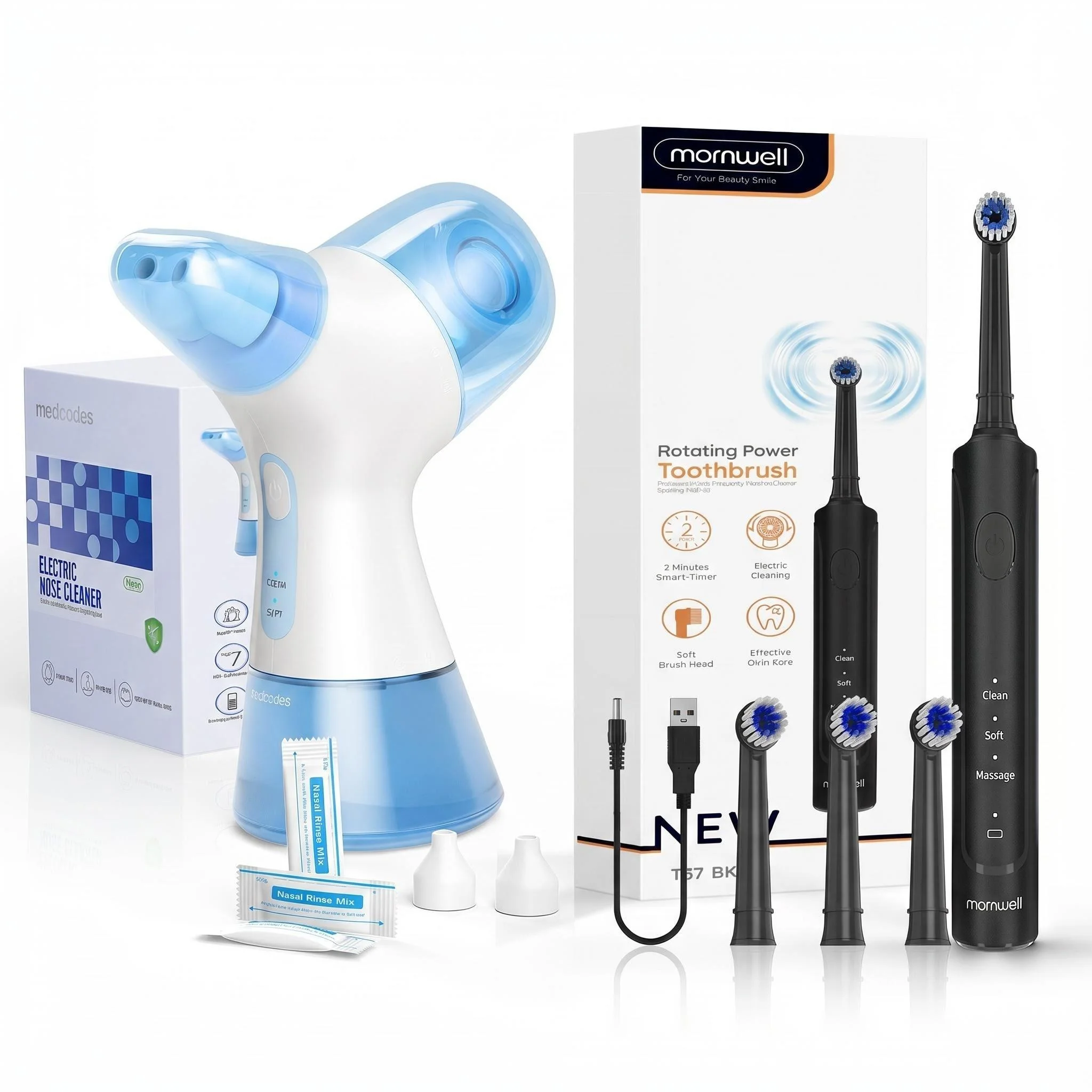 Self-Cleaning Electric Nasal Irrigation & Water Flosser Combo, Automatic…