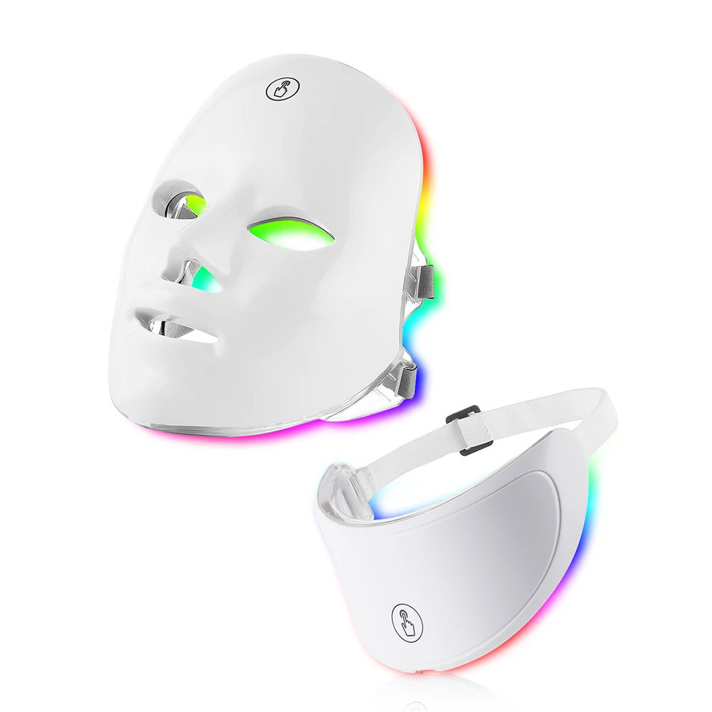 7 Colors LED Facial Mask with Neck Red Light Therapy Mask for Skin Tightening…