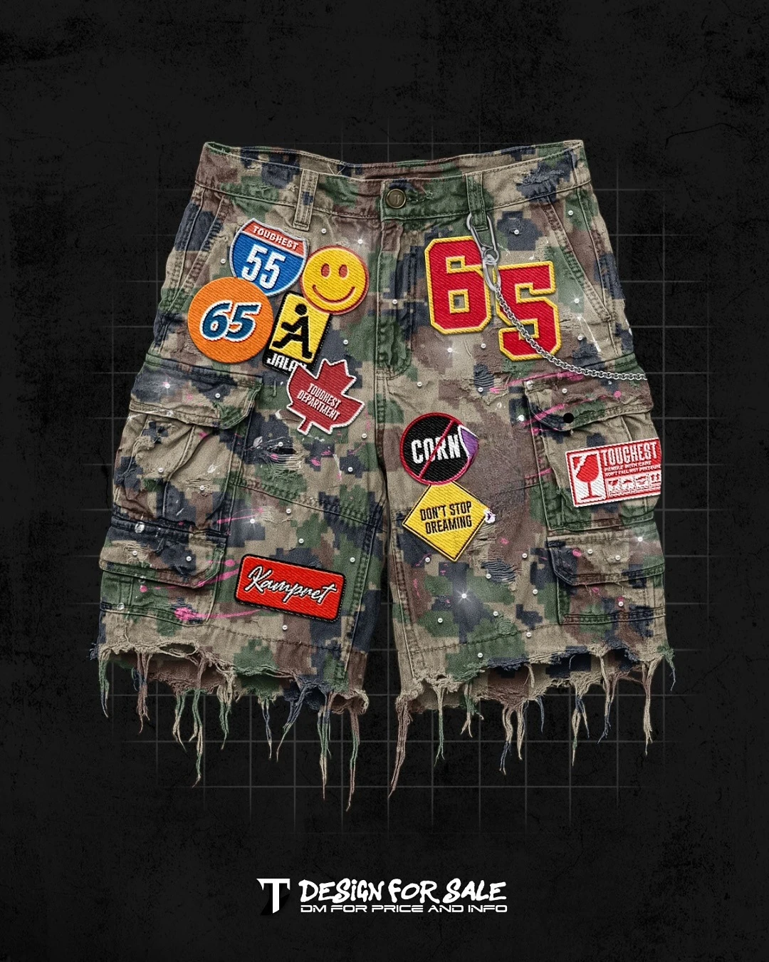 Retro Blue Streetwear Patchwork Denim Short Y2K Jeans Men Women Hip Hop…