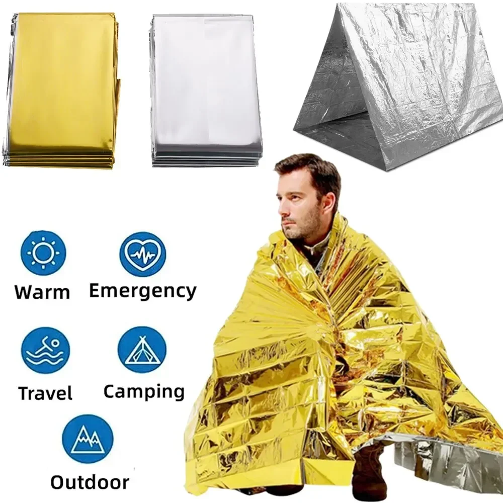Emergency Thermal Poncho Blanket Lightweight Folding Water Resistant…