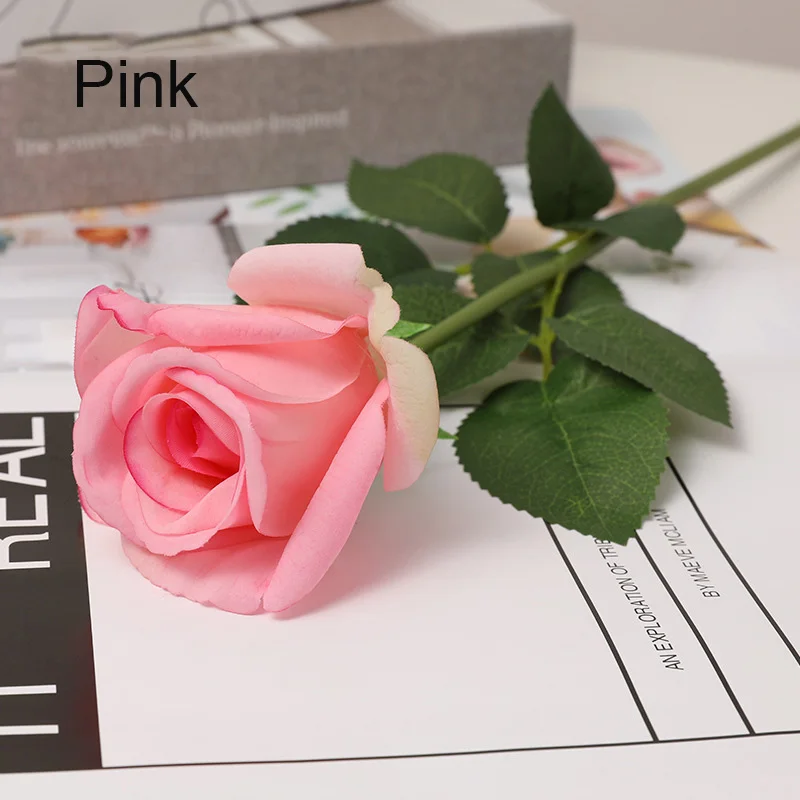 5pcs Single Branch Real Touch Moisturizing Rose Artificial Flowers Decoration…