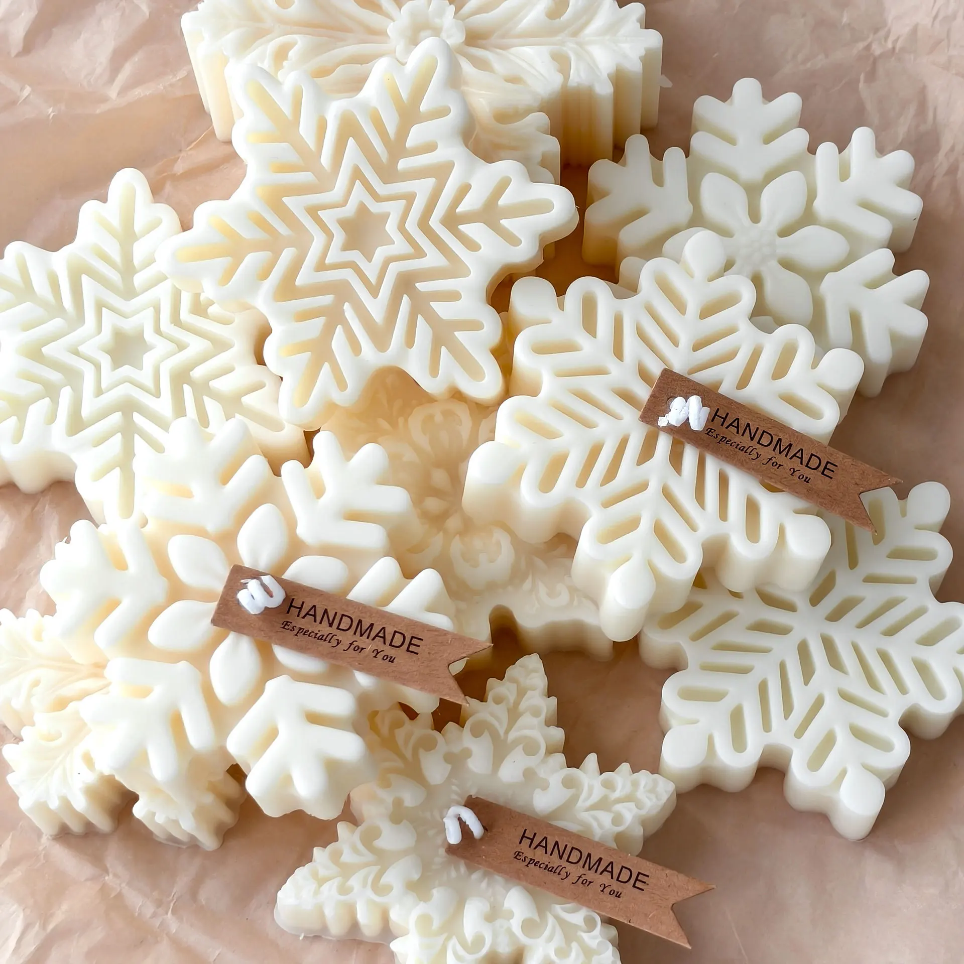 Snowflake Candle Silicone Mold DIY Christmas Soap Wax Melt Mold Aroma Stone Decor Handmade Craft Gift Home Decor Holiday Ornamen