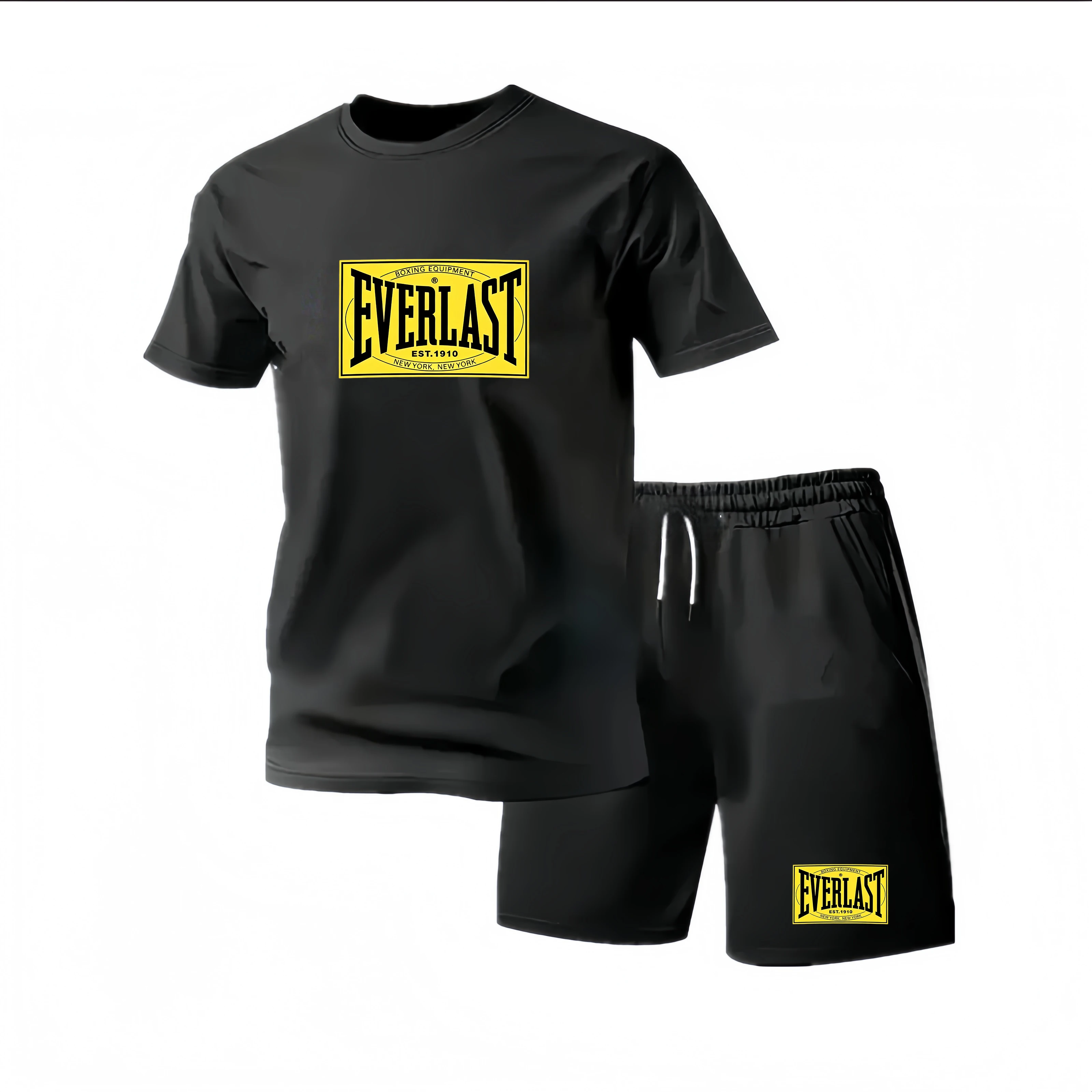 Men's Summer Breathable Sportswear Short Sleeve Shorts Set Lightweight…