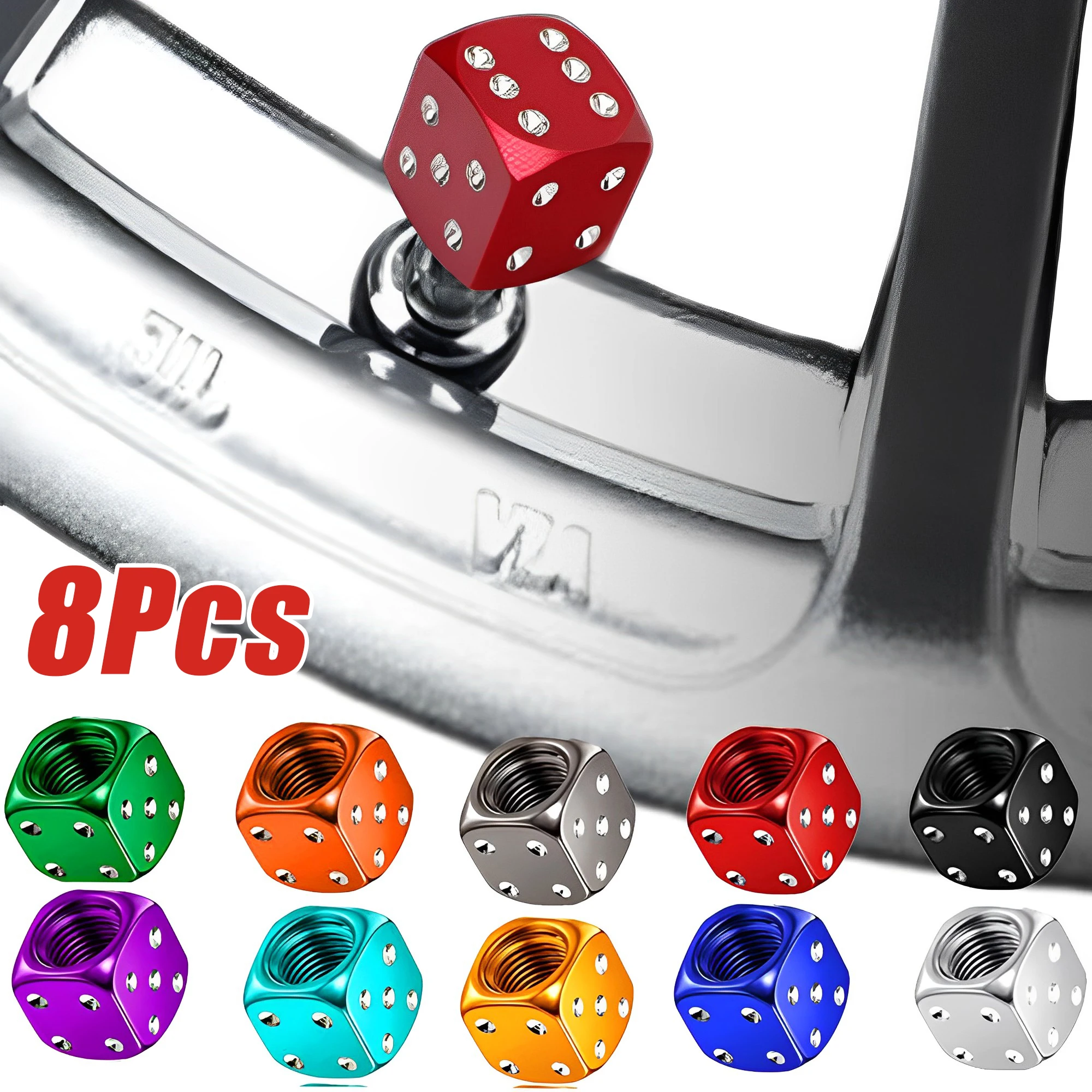 Aluminum Dice Tire Valve Caps Dustproof Car Truck Motocycle Bike Dice Wheel…