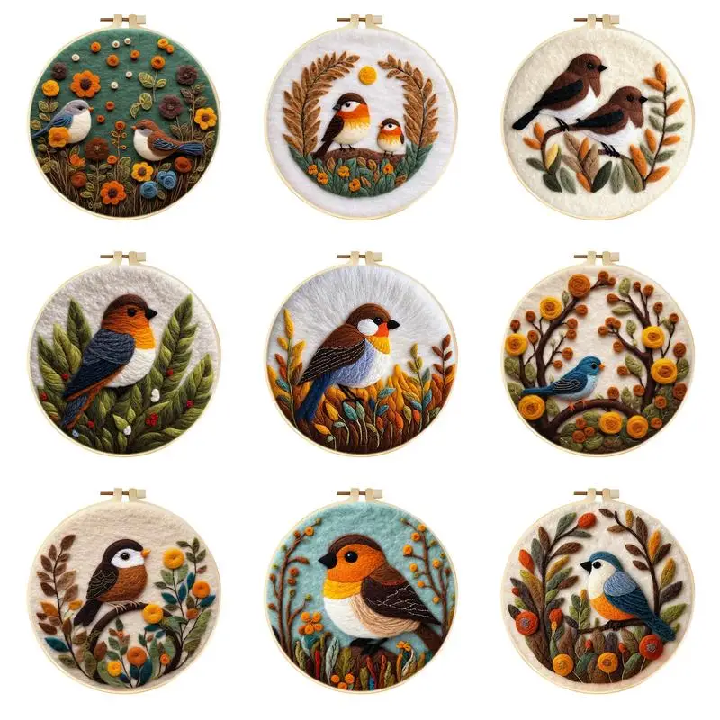 CHENISTORY Wool Felt Kit with Frame Felting Needles Sparrow Animal Wool Felt…