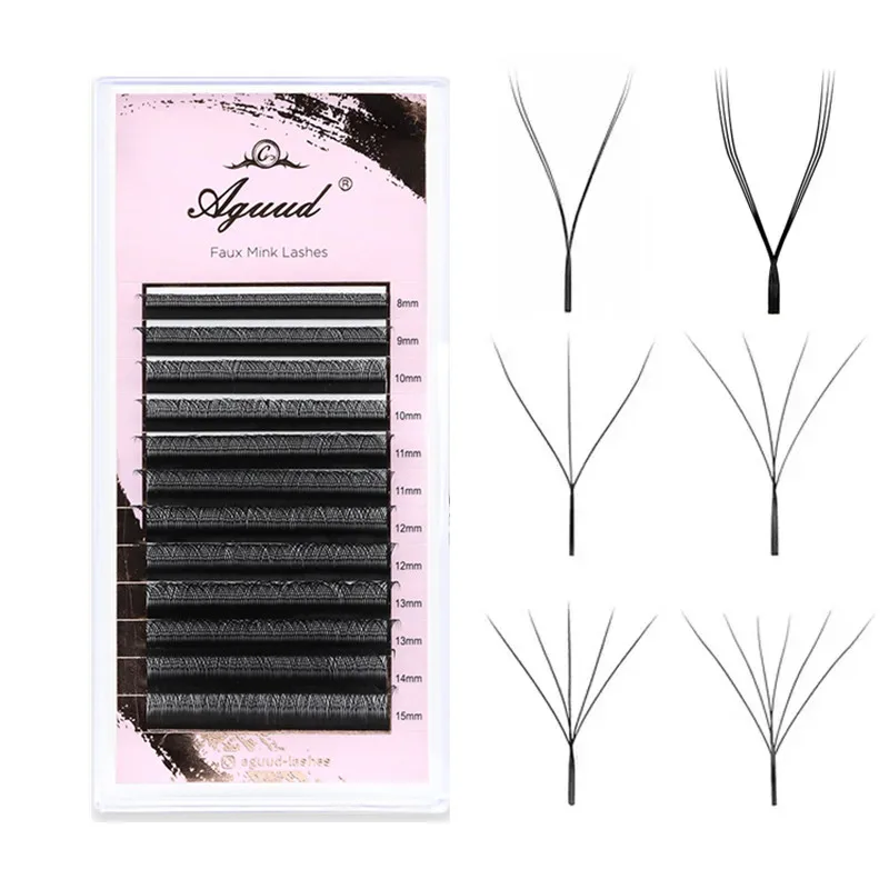 AGUUD YY Eyelash Extensions W Shape 3D Wispy Premade Volume Fans Faux Mink…