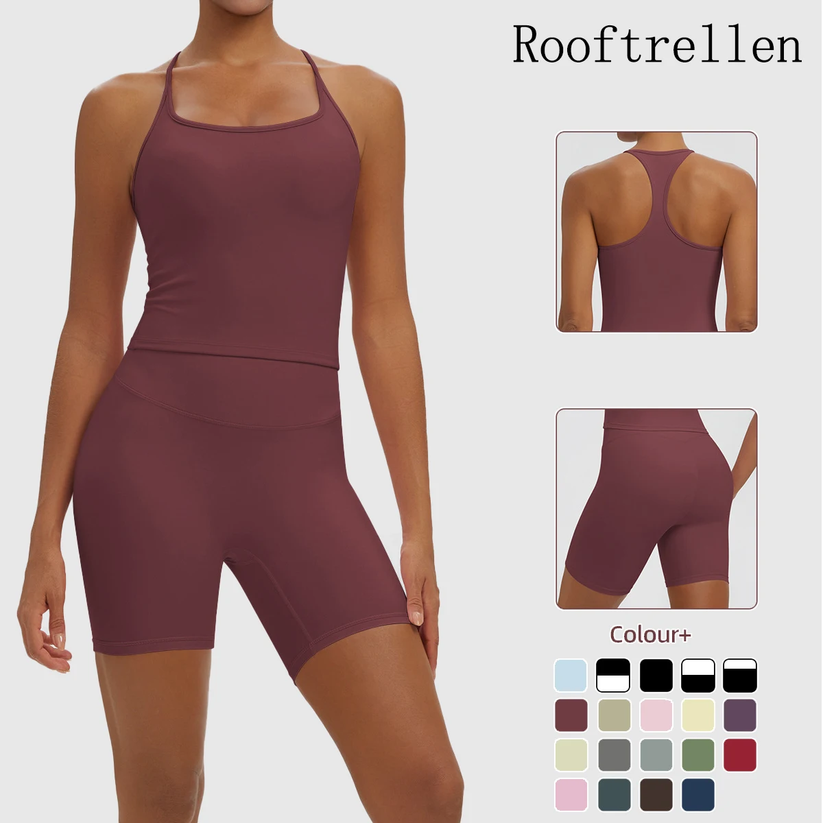 Rooftrellen 2PCS Sexy Solid Color Yoga Set for Woman Gather Beautiful Back…